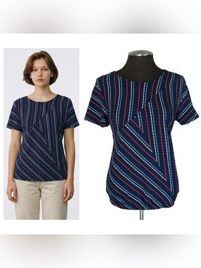 🆕 ACOS&A – Striped Flutter Bubble Hem Knit Top – Medium